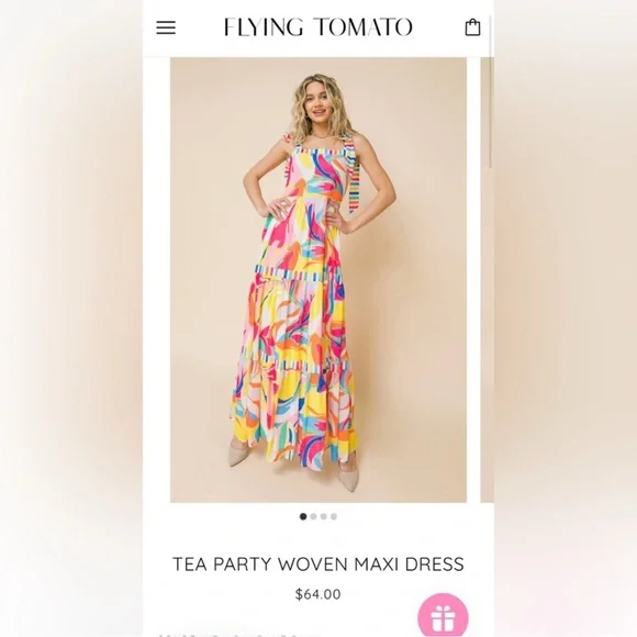 New NWOT Flying Tomato Tea Party Woven Printed Maxi Dress ✨ Line ✨ Zip Closure - Picture 2 of 3